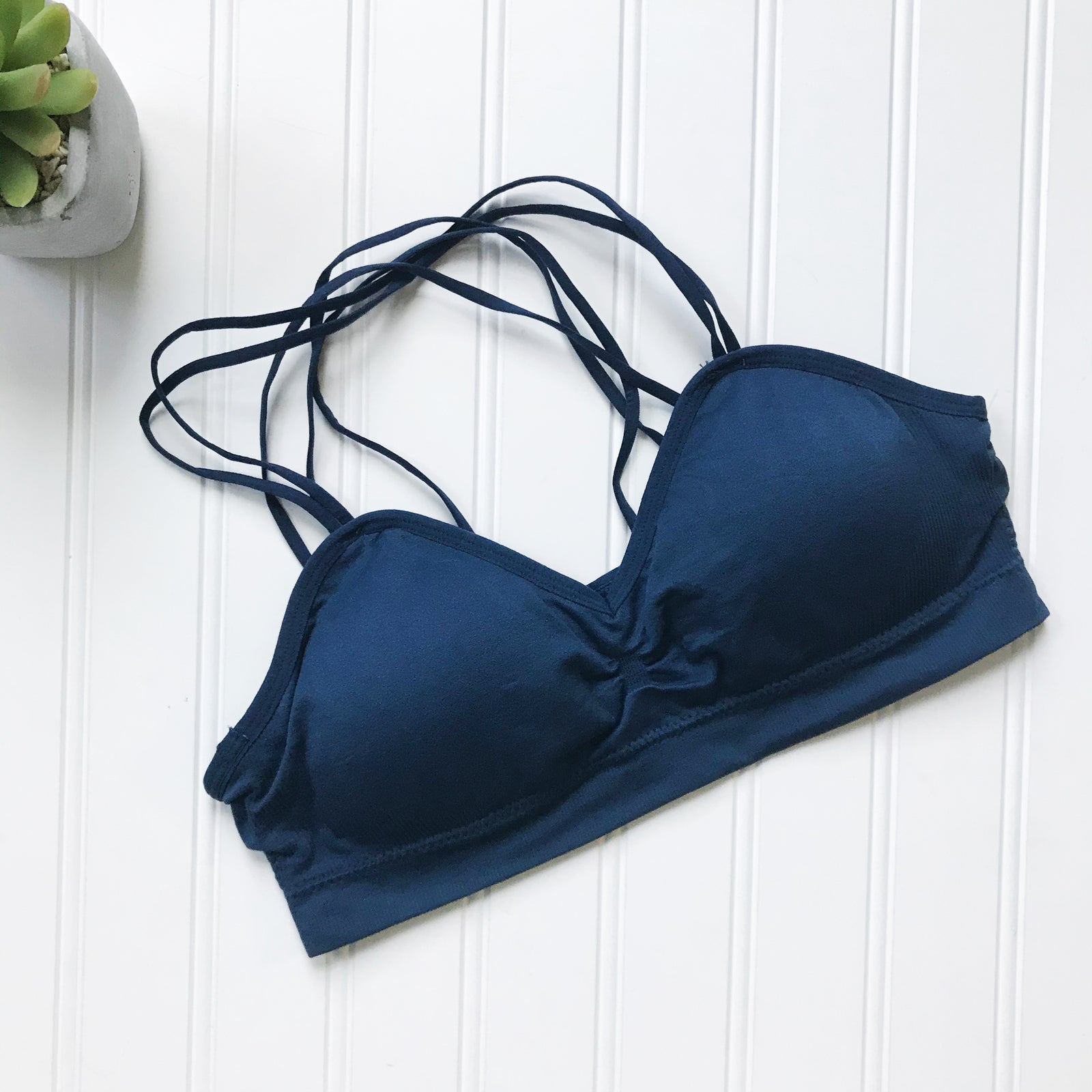 Navy Twist Strap Bralette