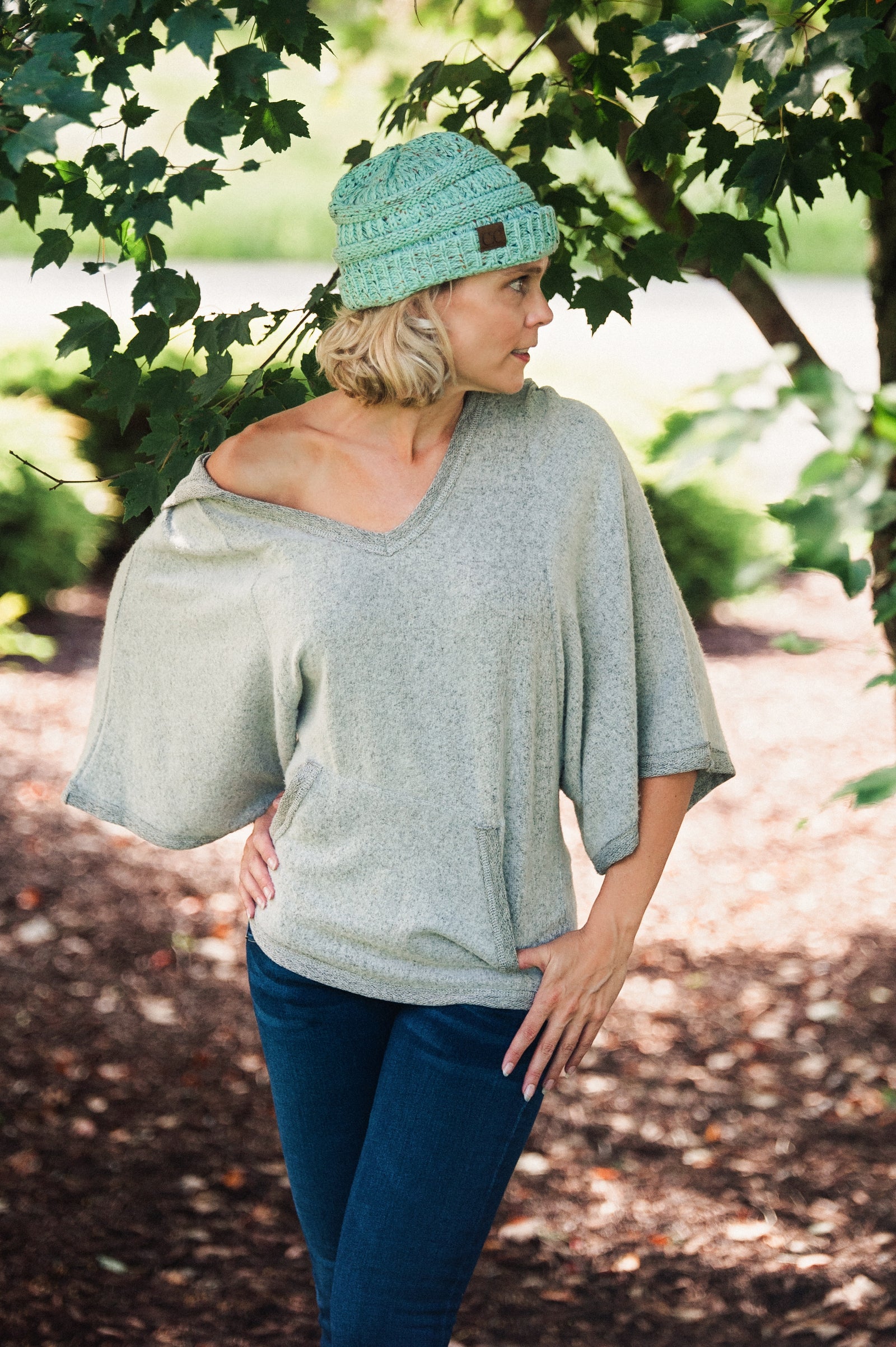 Chill Connection Mint Knit Beanie  - The Peach Mimosa 