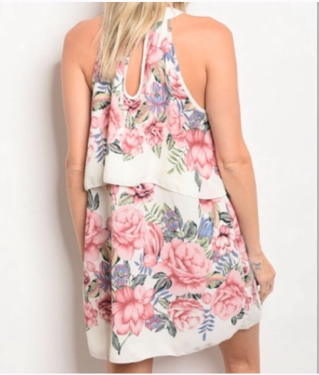 Celestial Rose Halter Dress  - The Peach Mimosa 