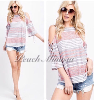 Weekend Escape Striped Top  - The Peach Mimosa 