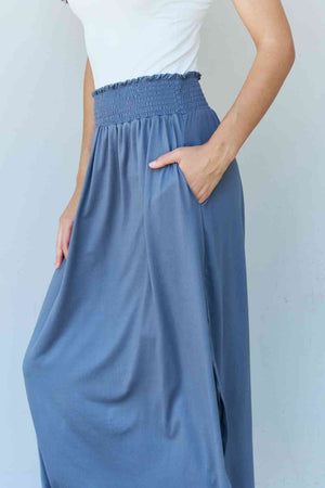 Comfort Princess Scoop Hem Maxi Skirt-Dusty Blue