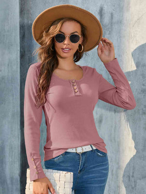 All I Ask Buttoned Long Sleeve Top