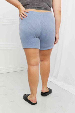 Too Good Ribbed Shorts-Misty Blue