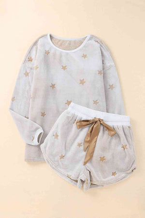 Oh My Stars Print Top and Shorts Lounge Set