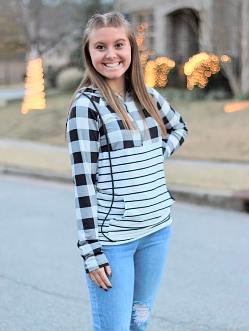 Black and White Buffalo Half Zip