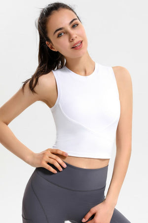Hold The Pose Ribbed Crisscross Cropped Sports Tank