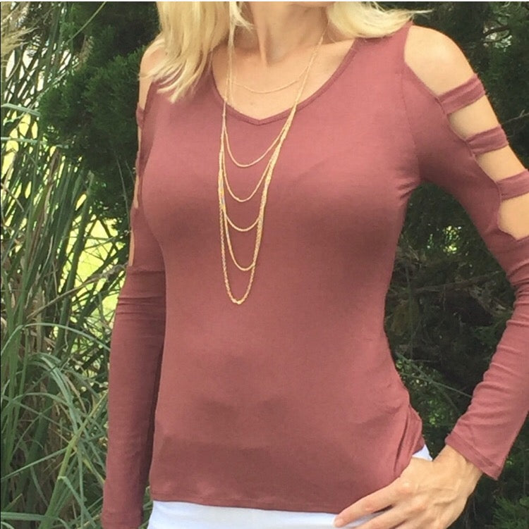 Ladder Sleeve Active Top  - The Peach Mimosa 