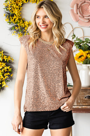 Shimmering Stardust Sequin Capped Sleeve Top