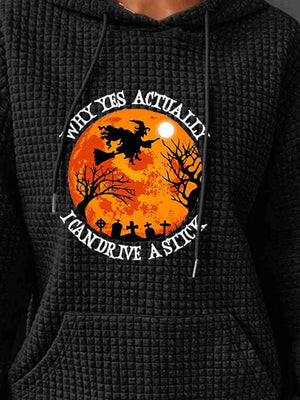 Halloween Drive A Stick Graphic Textured Hoodie