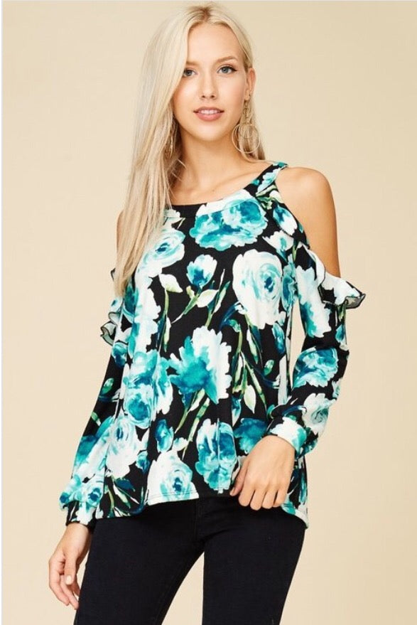 Teal Tropics Top  - The Peach Mimosa 