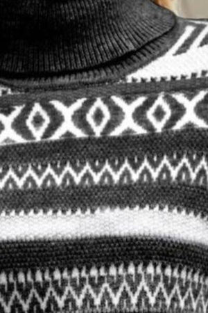 Alpine Bliss Geometric Turtleneck Sweater