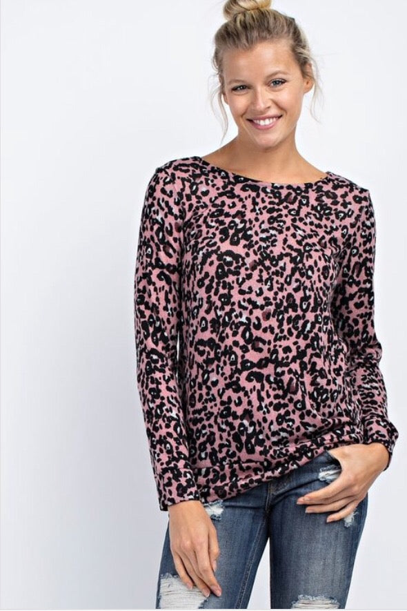 Allie Leopard Top  - The Peach Mimosa 