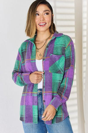 Learn As You Go Plaid Button Up Shacket