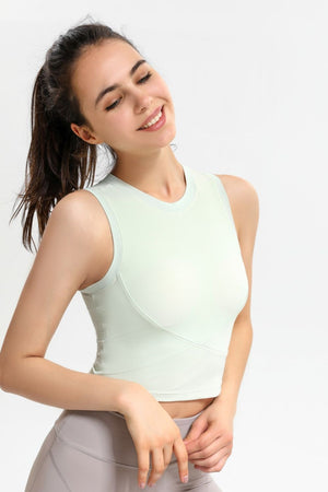 Hold The Pose Ribbed Crisscross Cropped Sports Tank