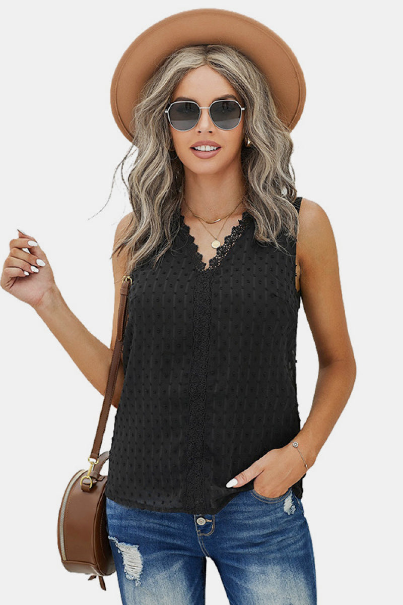 Wish You Well Lace V Neck Top