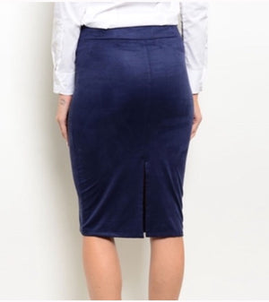 Navy Sueded Pencil Skirt  - The Peach Mimosa 