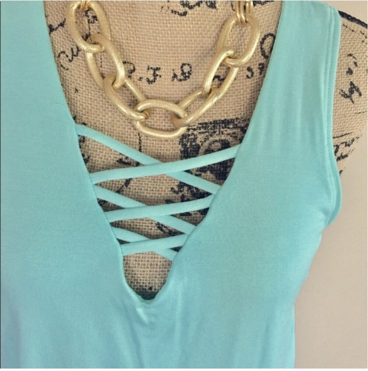 Kristin Lace Trim Tank  - The Peach Mimosa 