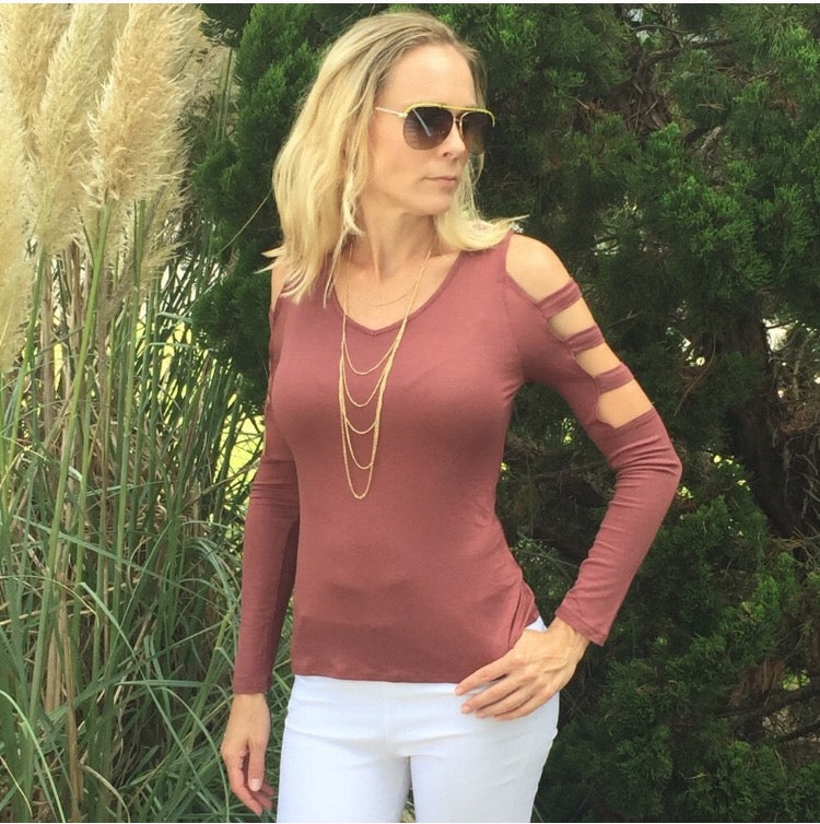 Ladder Sleeve Active Top  - The Peach Mimosa 