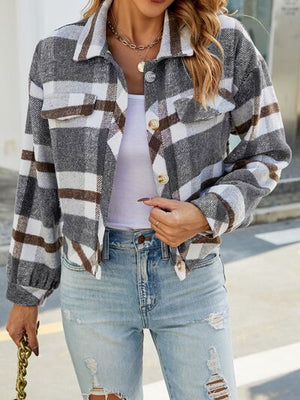 More To Say Plaid Button Up Jacket