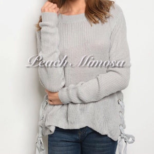 Already Home Side Tie Sweater  - The Peach Mimosa 