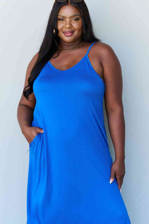 Good Energy Cami Side Slit Maxi Dress-Royal Blue