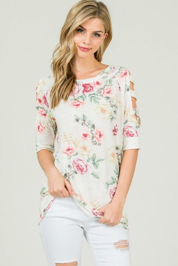 Chloe ladder sleeve top  - The Peach Mimosa 