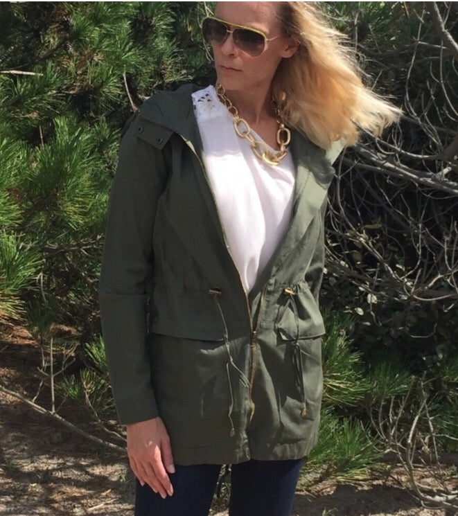 Olive Utility Jacket  - The Peach Mimosa 