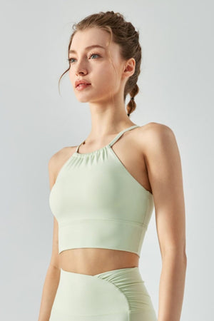 Be True Crisscross Gathered Detail Cropped Sports Cami