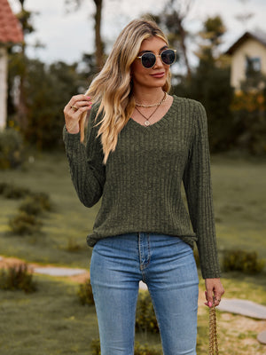 It's Not Over Ribbed V-Neck Top