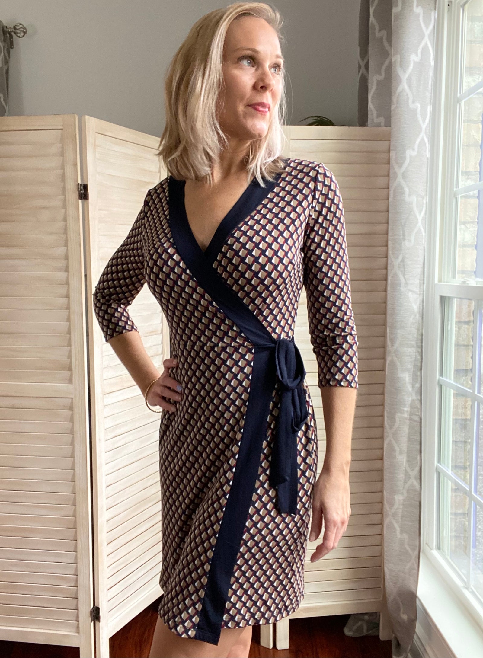 Diamond Print Wrap Dress