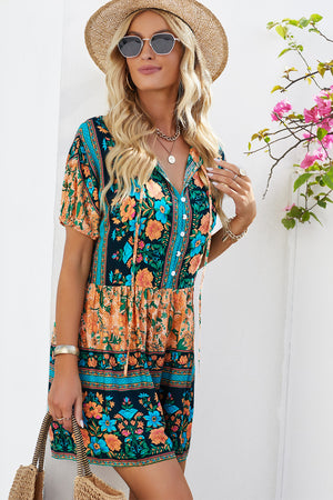 Charmed Lifestyle Floral Tie-Neck Romper