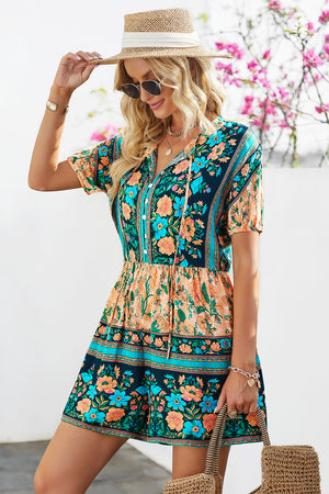 Charmed Lifestyle Floral Tie-Neck Romper