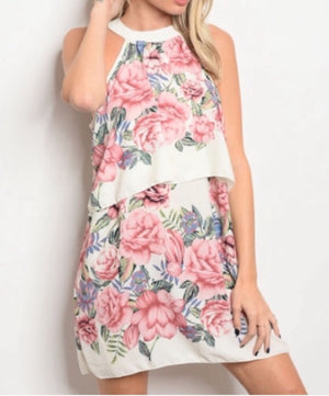 Celestial Rose Halter Dress  - The Peach Mimosa 