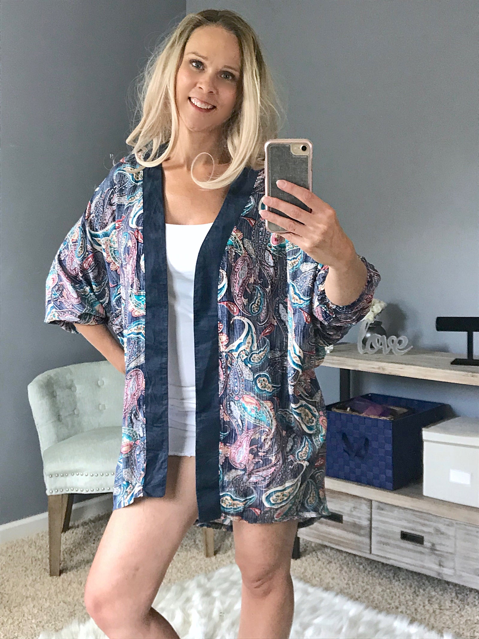 When I First Saw You Kimono  - The Peach Mimosa 