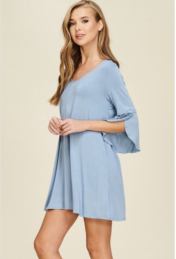 Hazel Bell Sleeve Dress  - The Peach Mimosa 
