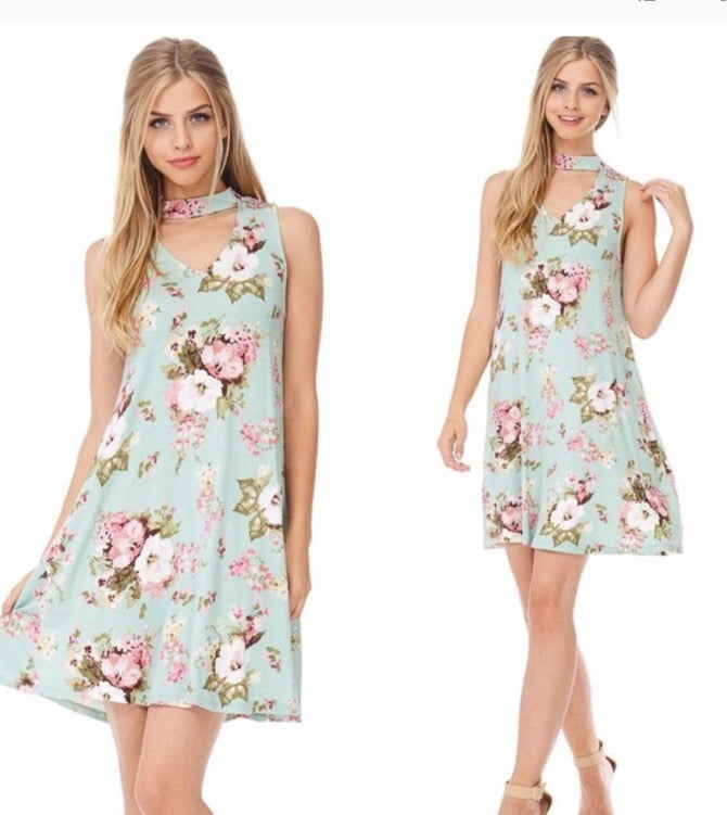 Spring Bloom Choker Dress  - The Peach Mimosa 