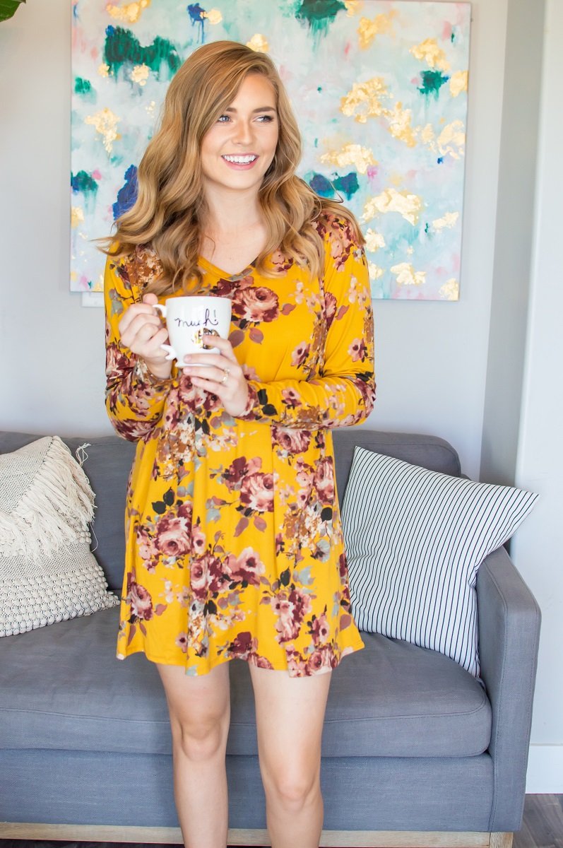 Mustard Floral Lounge Dress