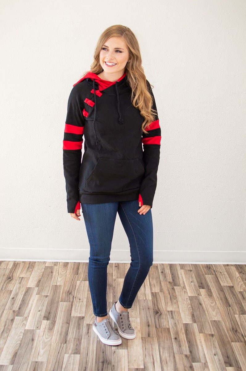 Black and Red Varsity Hoodie