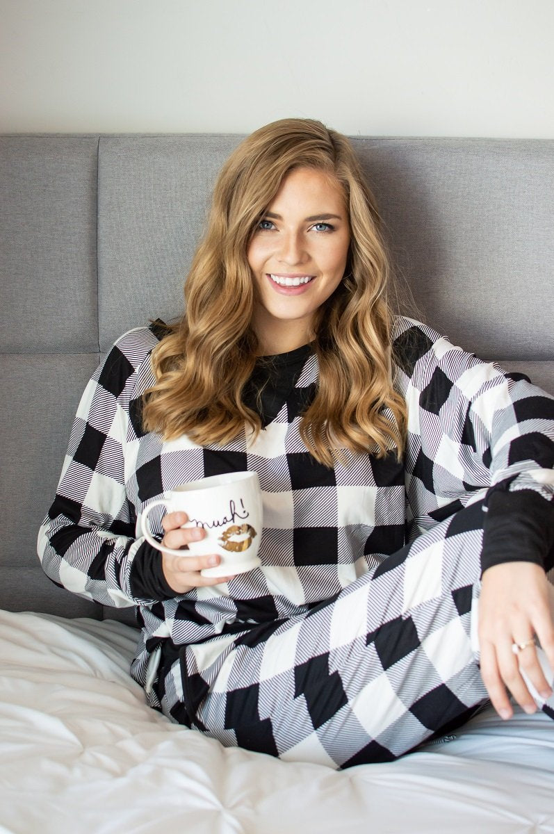Black and White Buffalo Plaid Lounge Set