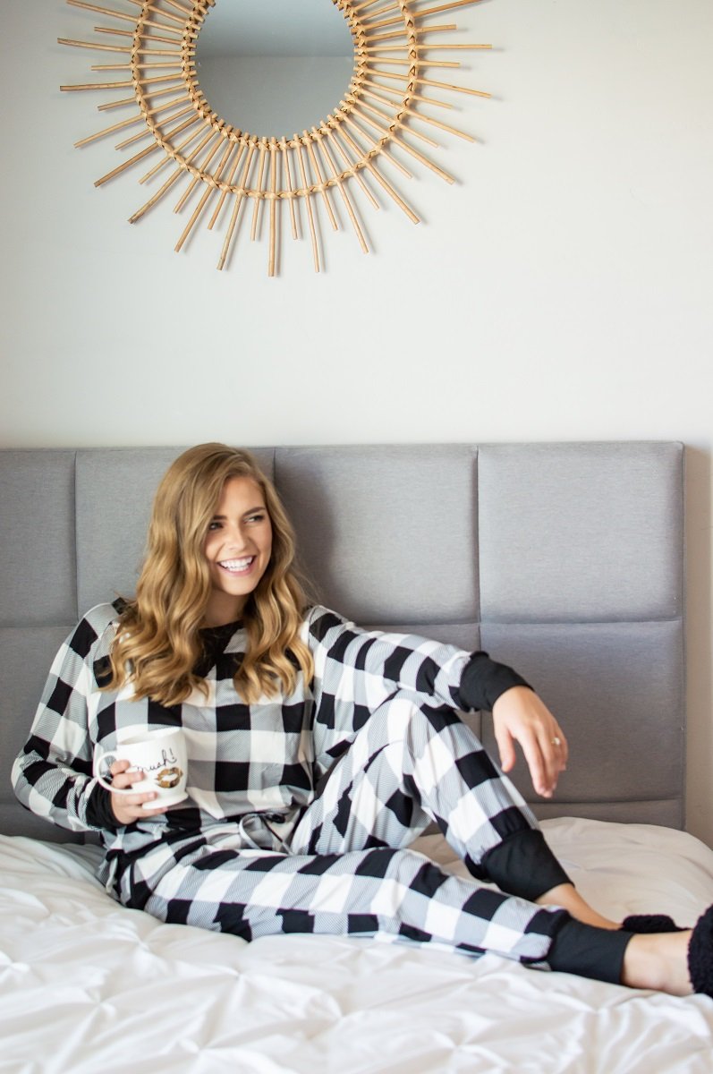 Black and White Buffalo Plaid Lounge Set