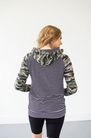 Camo and Stripes Hoodie | Nursing Option Available