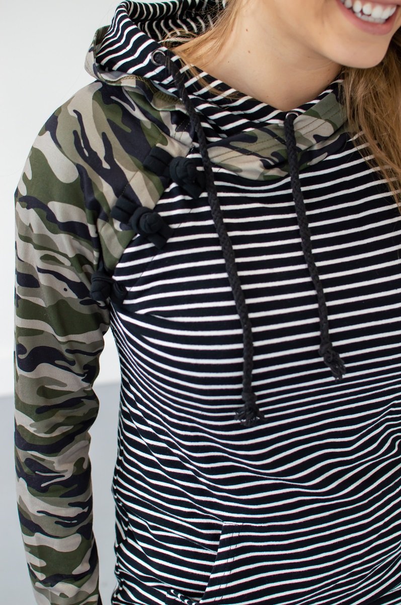 Camo and Stripes Hoodie | Nursing Option Available