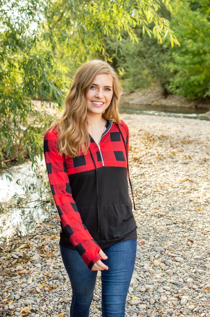 Buffalo Half Zip | Black and Red