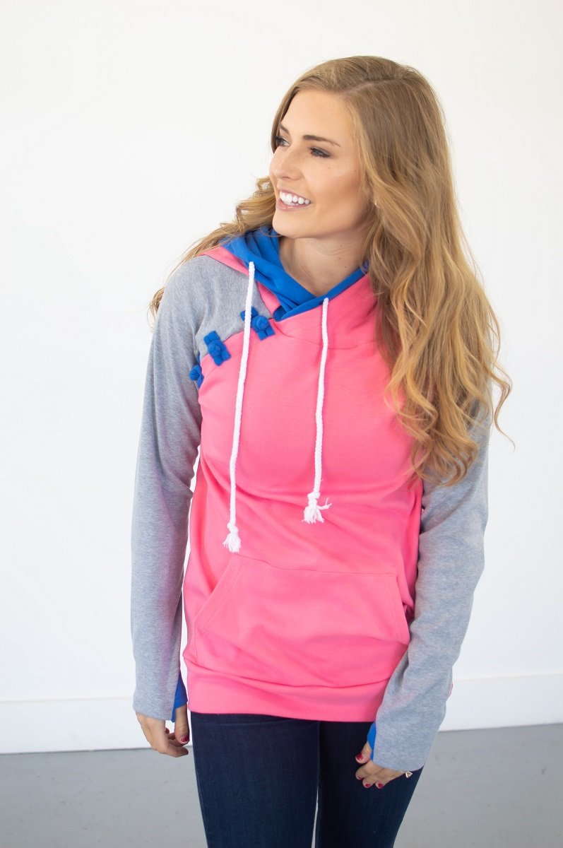 Passion Pink Color Block Hoodie