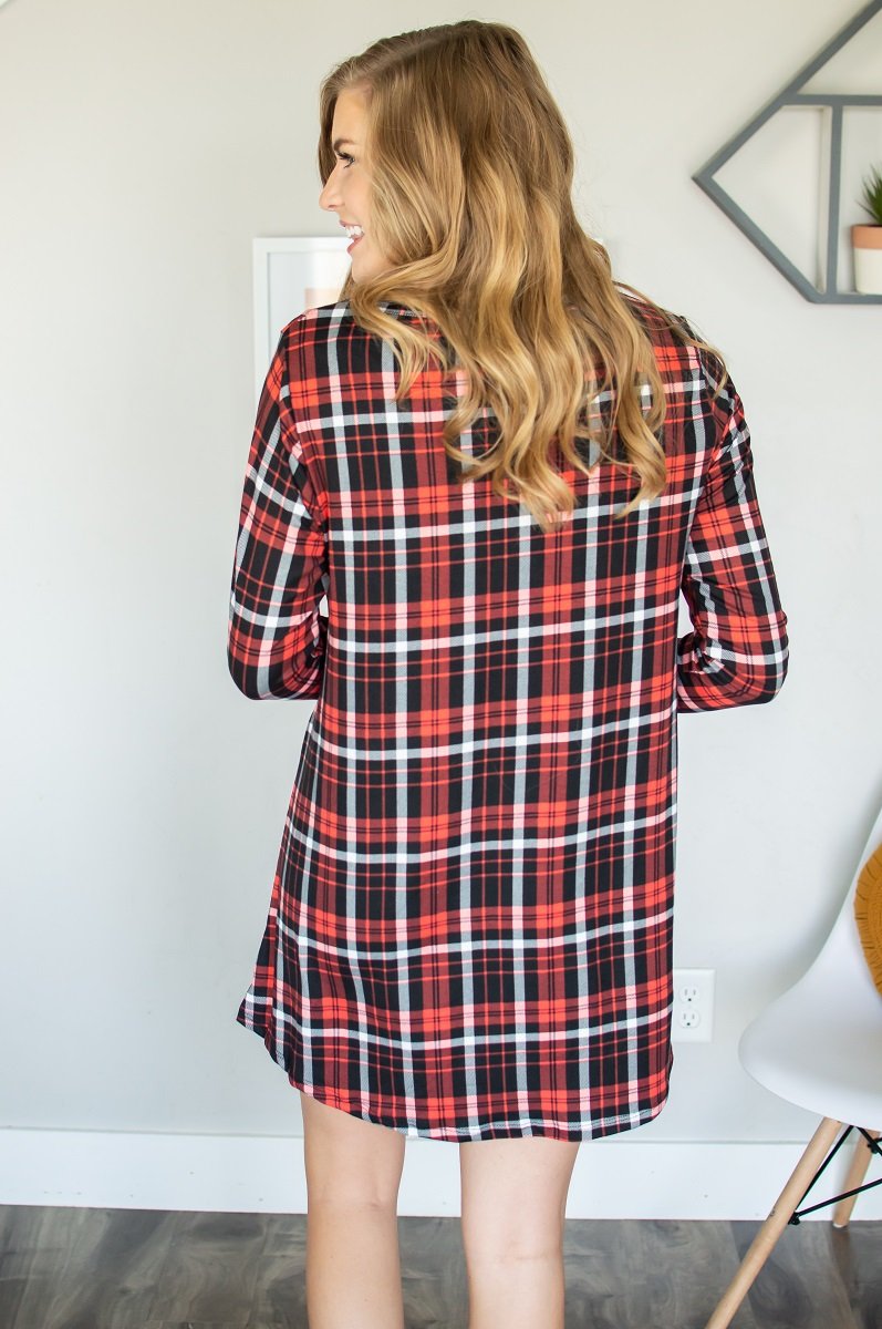 Robe de salon | Plaid noir et rouge