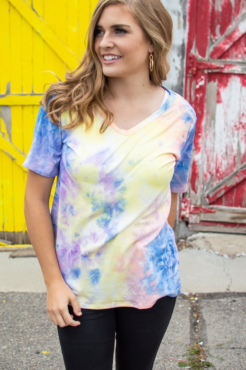 In your Dreams V-Neck Tee | Tie Dye at Dusk