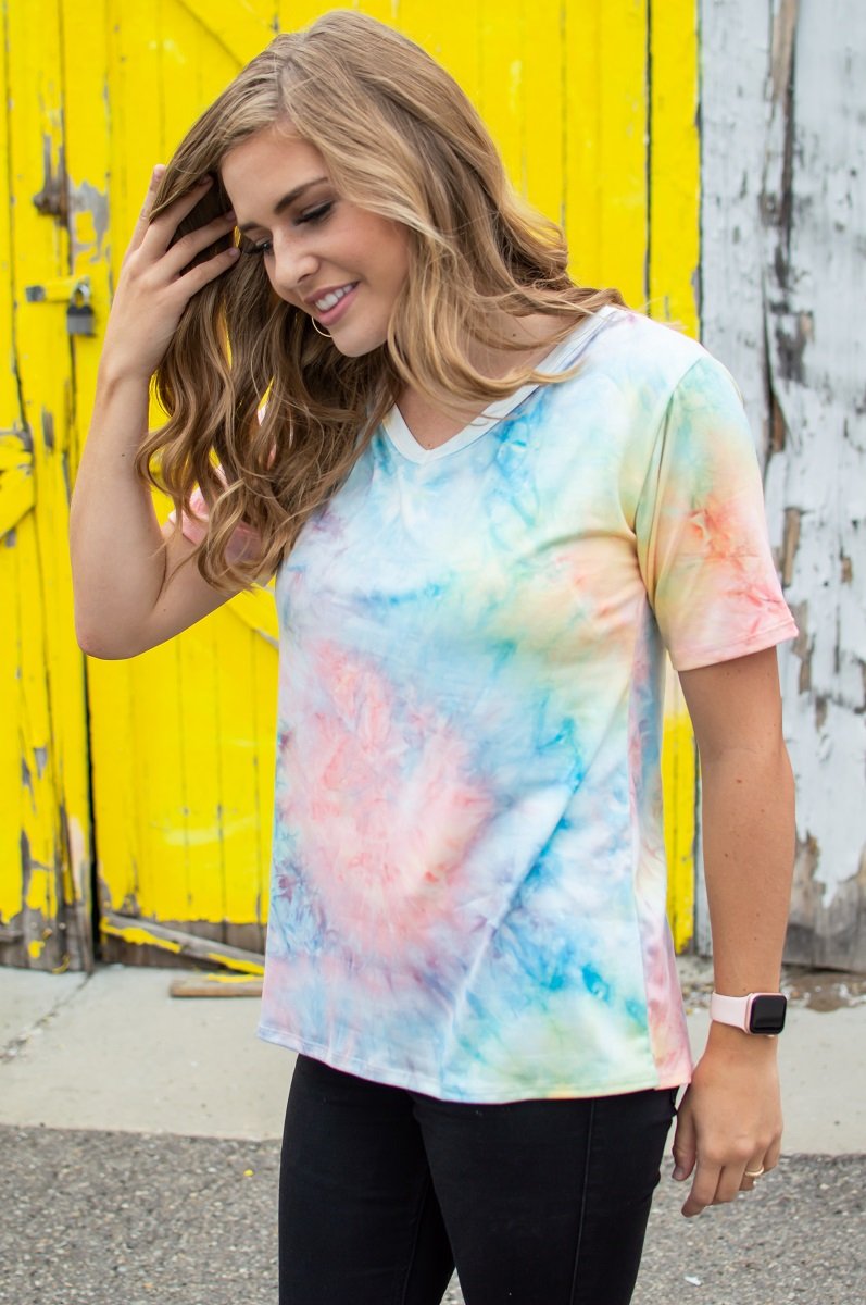 In your Dreams V-Neck Tee | Sunrise Tie Dye