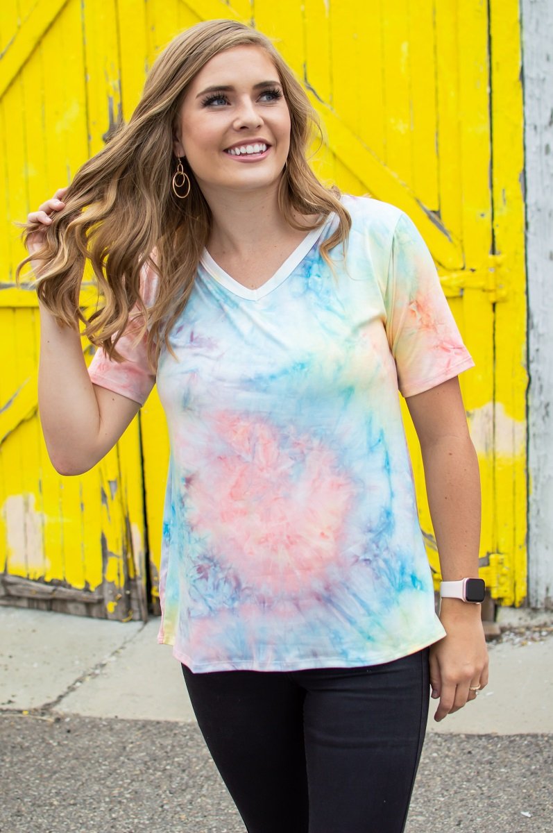 In your Dreams V-Neck Tee | Sunrise Tie Dye