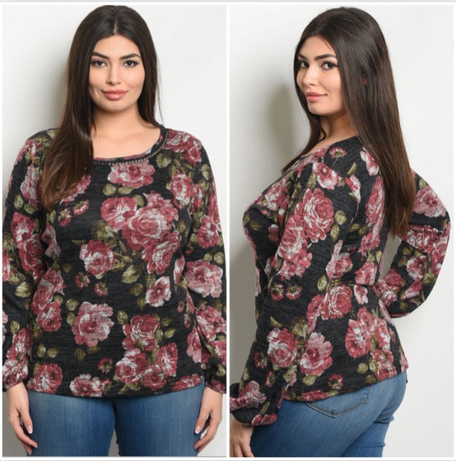 Midnight Rose Knit Top  - The Peach Mimosa 