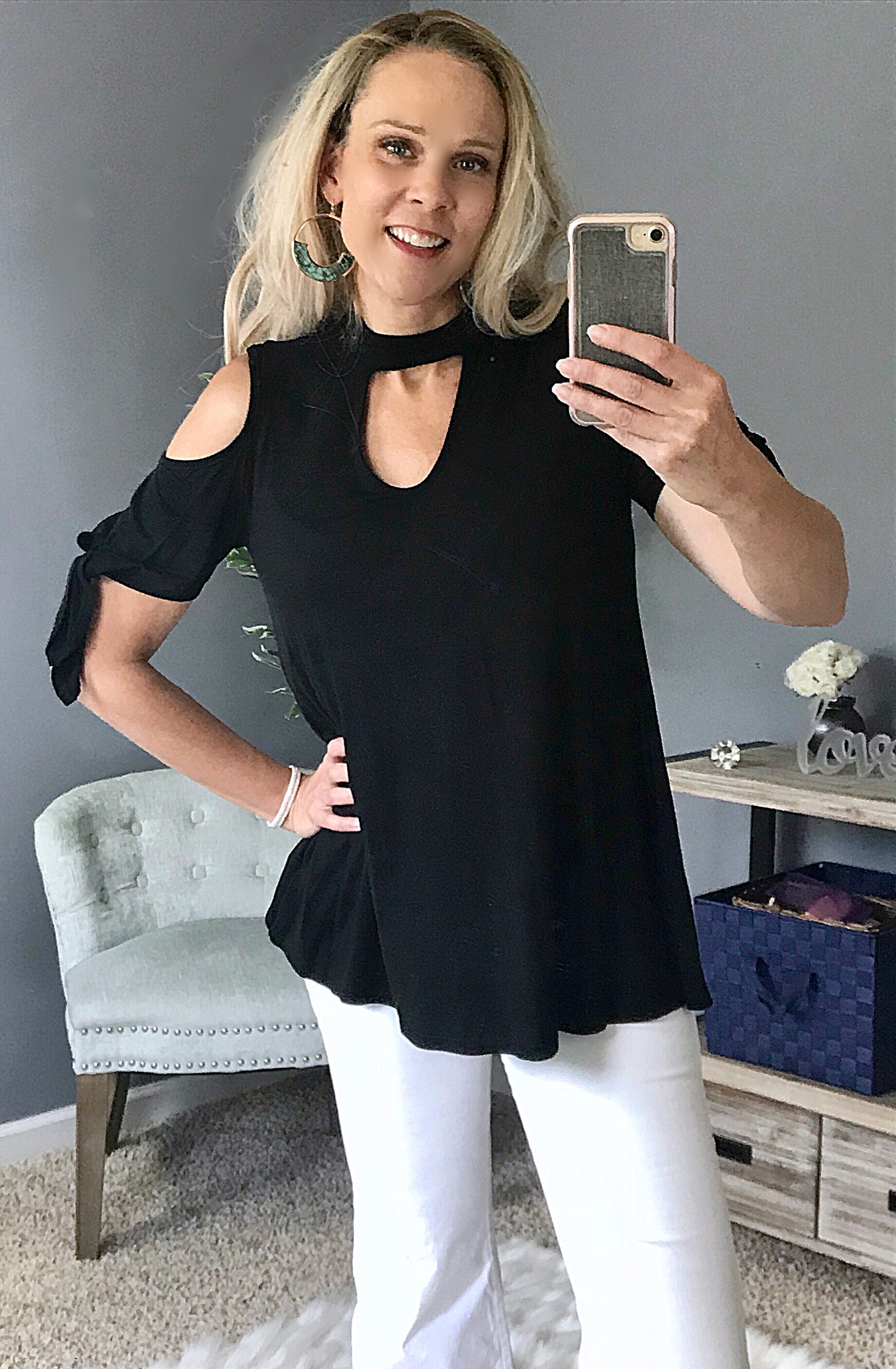 Quiet Grace Tie Sleeve top  - The Peach Mimosa 